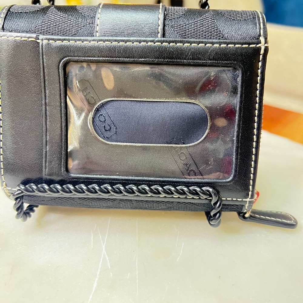 Coach Black Signature Pattern Wallet and Card Holder - Picture 3 of 11